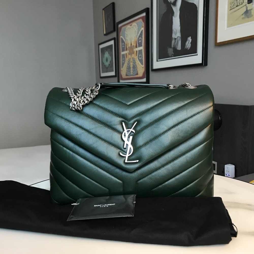 YSL MEDIUM LOULOU BAG IN DARK GREEN